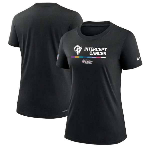 Women's Los Angeles Rams 2022 Black Crucial Catch Performance T-Shirt(Run Small)